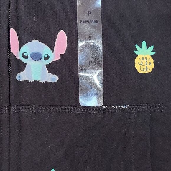 Disney Lilo and Stitch Black Allover Print Zipper Hoodie Sweatshirt Sz S - Picture 4 of 9